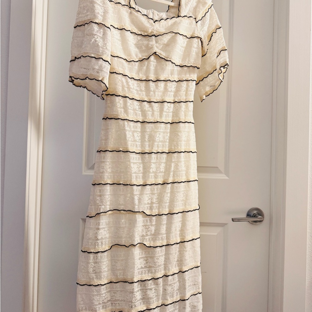 Elegant Cream Striped Dress